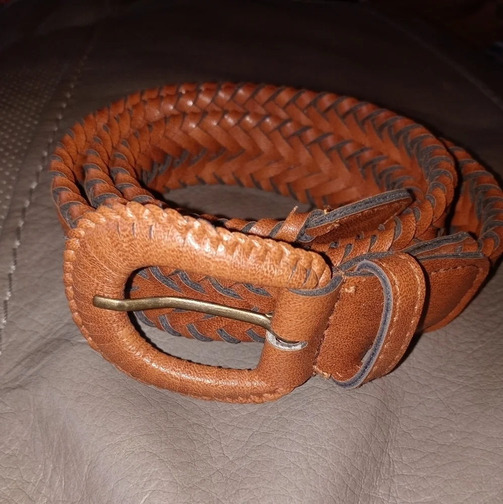 Women's Brown Braided Faux Leather Western Style Rodeo Belt 32